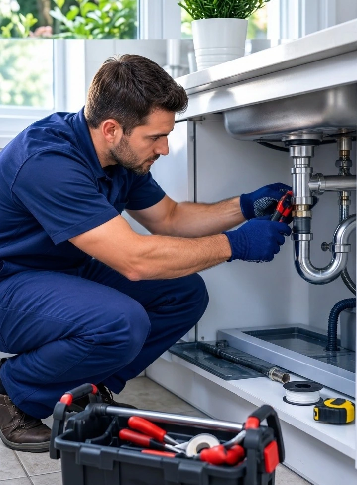 Plumber working in a residential home